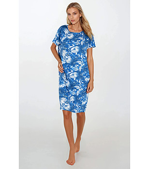 Синя нощница с флорален десен Island Vibes снимка