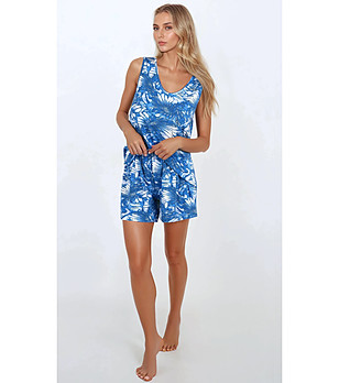 Синя къса лятна пижама с принт Mermaid снимка