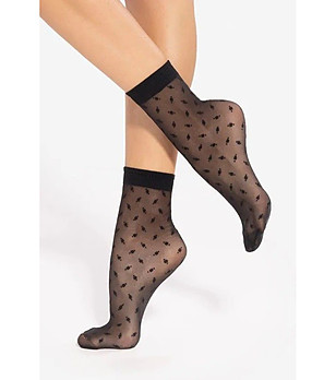 Черни чорапи с десен TRENDY LINE 20 DEN снимка