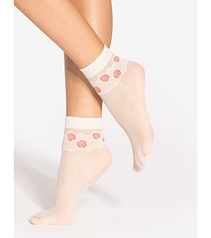 Бежови чорапи 15 DEN с цветен мотив Spring Vibes снимка