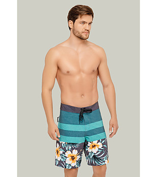 Тюркоазени шорти с флорален принт TURQUOISE снимка