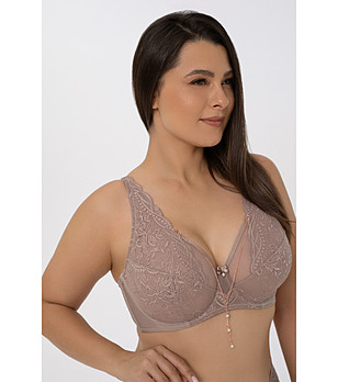 Кафяв дантелен сутиен с бижу CHARMING снимка