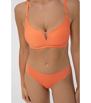 Оранжев сутиен с мрежест детайл TENDER SKIN снимка