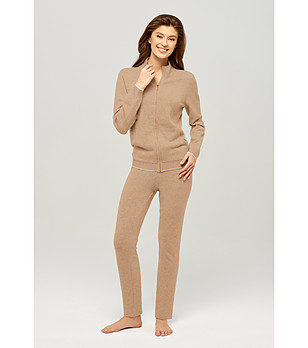 Бежов панталон с прав крачол CASHMERE BLEND от кашмир и мериносова вълна снимка