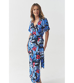 Синя рокля с принт ZERWI снимка