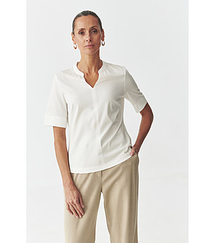 Дамска памучна блуза в екрю  IVANA снимка