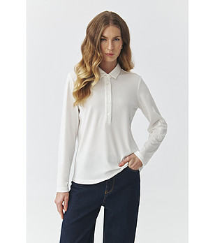 Дамска блуза в екрю с яка FLEA снимка