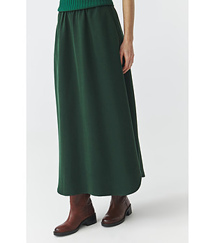 Тъмнозелена пола миди с цепка KATIA снимка