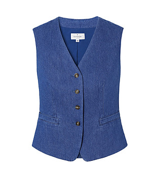 Син памучен дамски елек от деним RONITA снимка