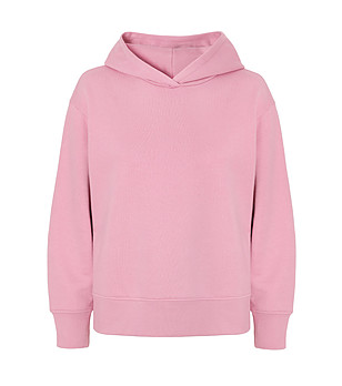 Розов памучен дамски суитшърт с качулка NULA снимка