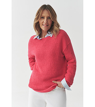 Коралов дамски пуловер ALYA с памук снимка