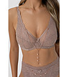 Кафяв дантелен сутиен с бижу CHARMING-1 снимка