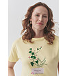 Жълта дамска памучна тениска с флорален принт MALATI-1 снимка