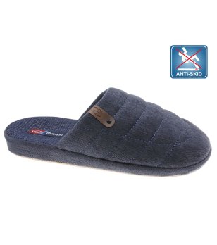 Тъмносини мъжки домашни чехли с капитониран детайл снимка