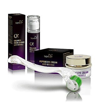 Комплект против бръчки за лице и околоочен контур с дермаролер снимка