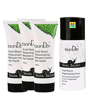 Подмладяващ крем-бустер за ръце със секрет от охлюви 3 бр и тоник  снимка