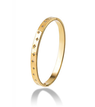 Дамска позлатена гривна с кристали снимка