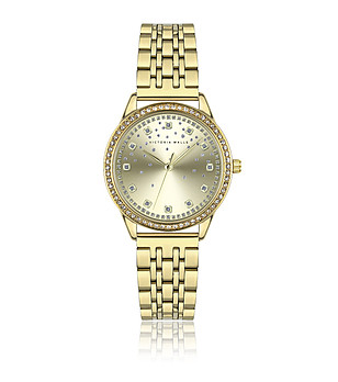 Дамски златист часовник с кристали снимка