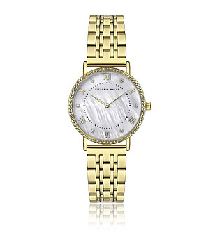 Дамски златист часовник с перлен циферблат снимка