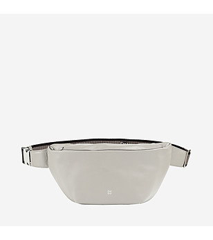 Перлено сива кожена чанта за кръст TENERIFE снимка