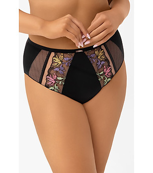 Черни бикини с бродирана мрежа F002 LILU снимка