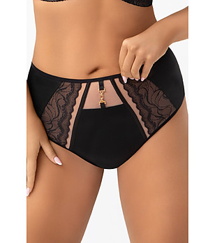 Черни бикини с висока талия и дантела LATIKA снимка