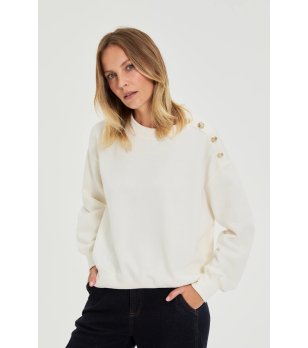 Дамска блуза в пре1упено бяло с копчета снимка