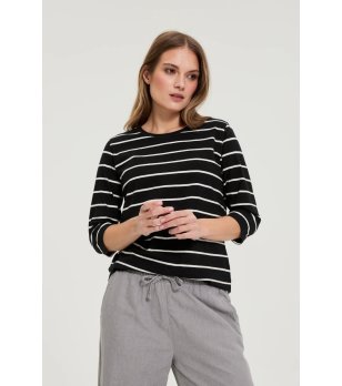 Черна дамска блуза на райе снимка