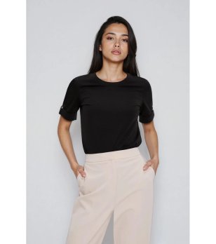 Черна дамска памучна блуза снимка