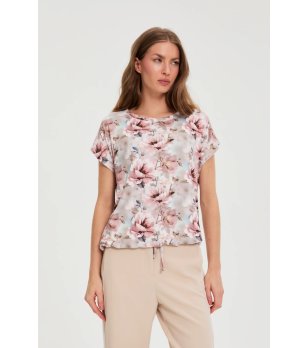Дамска розова блуза с флорален принт снимка