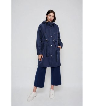 Тъмносиньо яке парка с качулка снимка