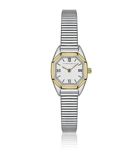 Дамски сребрист часовник с бял циферблат снимка