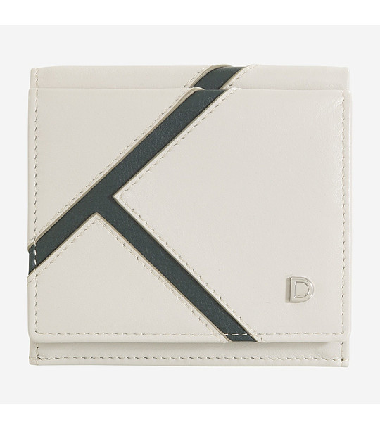 Кожен портфейл FLAVIO в перлен цвят с релефни линии снимка