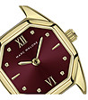 Дамски златист кварцов часовник с бордо циферблат MARC MALONE-2 снимка