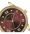 Дамски златист часовник с циферблат в бордо -2 снимка