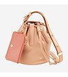 Кожена дамска чанта в розов нюанс FILICUDI-1 снимка