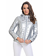 Сребристо късо дамско яке-0 снимка