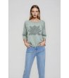 Дамска зелена блуза с щампа на цвете-0 снимка