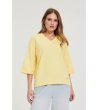 Жълта дамска блуза с V-образно деколте-0 снимка