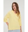 Жълта дамска блуза с V-образно деколте-1 снимка