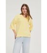 Жълта дамска блуза с V-образно деколте-4 снимка
