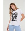 Бяла памучна дамска блуза с щампа Zebra-0 снимка