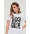 Бяла памучна дамска блуза с щампа Zebra-1 снимка