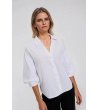 Бяла дамска риза с 3/4 ръкав KO-0 снимка