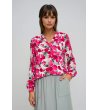 Дамска фуксия риза с флорален принт-0 снимка
