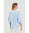 Дамска светлосиня риза с 3/4 ръкав-2 снимка