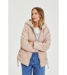 Бежово капитонирано яке с качулка-1 снимка