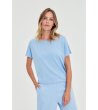 Дамска светлосиня блуза с къс ръкав-0 снимка