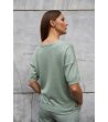 Дамски масленозелен пуловер с къс ръкав-2 снимка