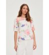 Дамска блуза в екрю на цветя-0 снимка